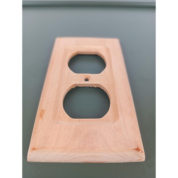 Raw Wood Single Outlet Cover Plate Metal Reinforcement Old New Stock - Picture 2 of 10